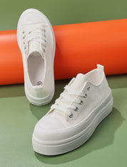 Tennis en toile à plateforme - Blanc - 1