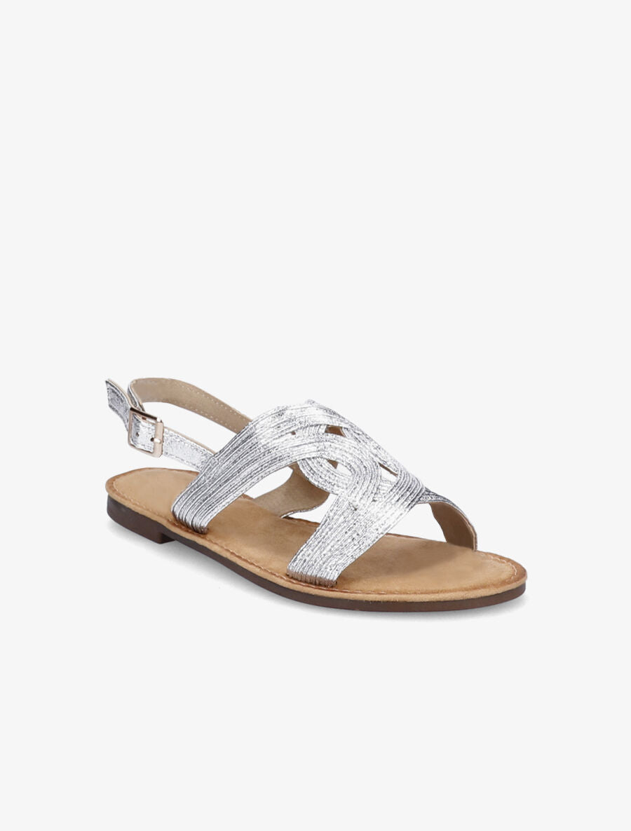 Nu-pieds à ganses entrelacées - Argent - 5
