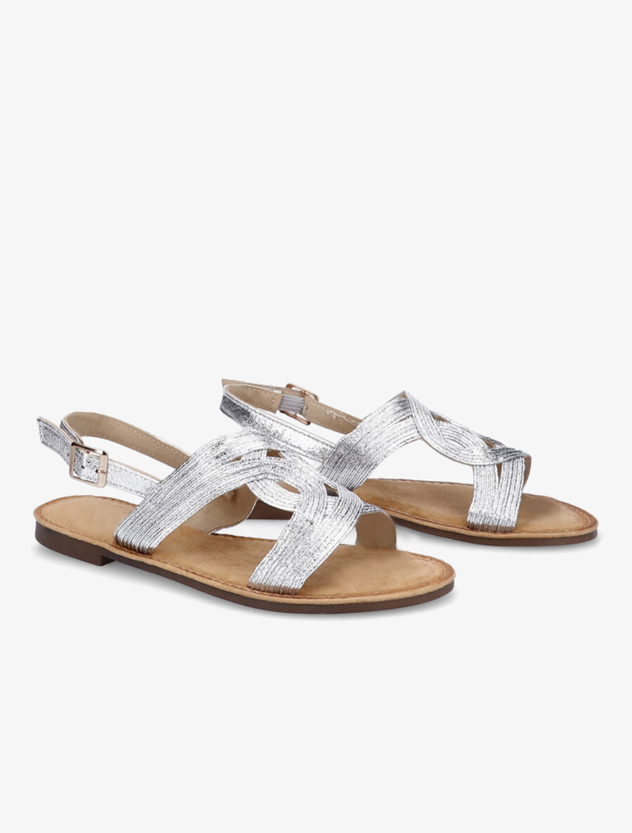Nu-pieds à ganses entrelacées - Argent - 4