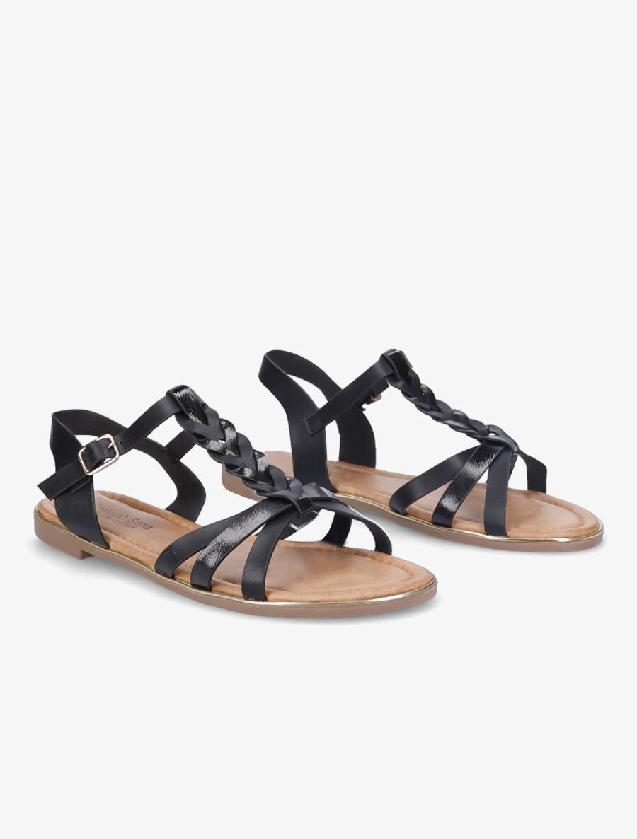 Nu-pieds à ganses tressées - Noir - 5