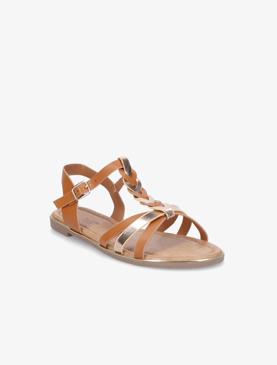 Nu-pieds à ganses tressées - Camel - 2