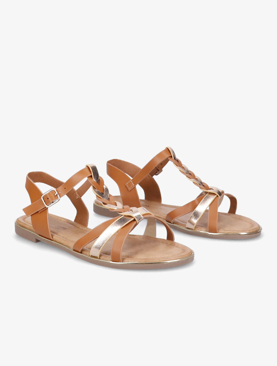 Nu-pieds à ganses tressées - Camel - 5