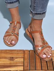 Nu-pieds à ganses tressées - Camel - 1