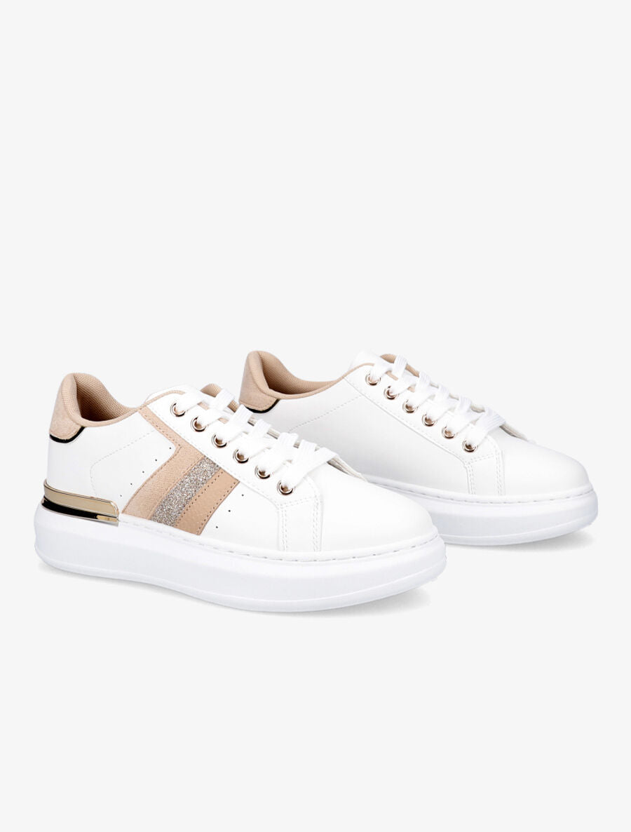 Sneakers à détail métallique - Beige - 4