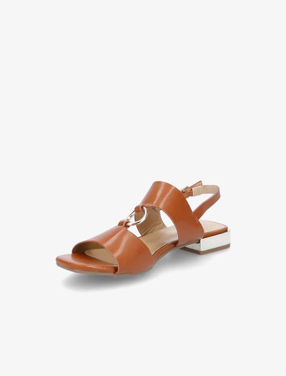 Sandales à brides larges et boucles métalliques - Camel - 3