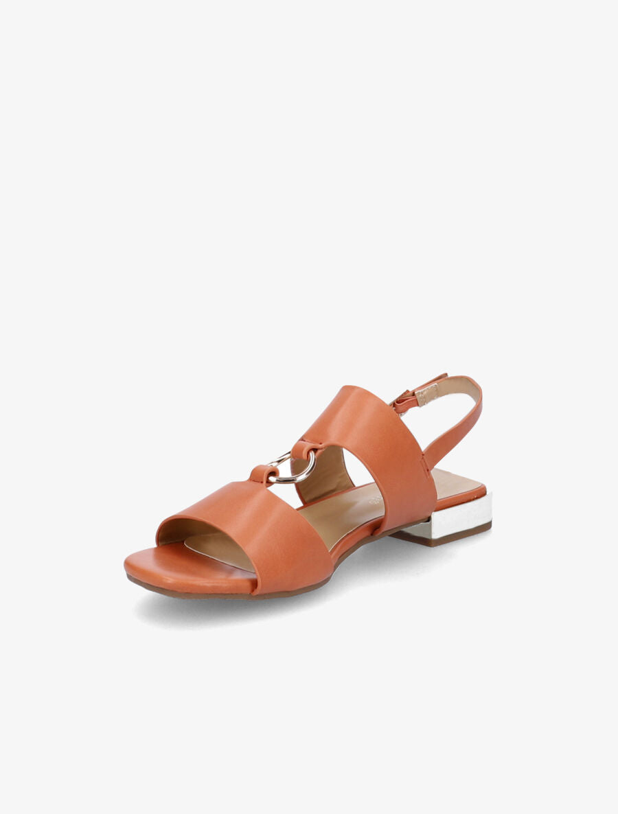 Sandales à brides larges et boucles métalliques - Orange - 3