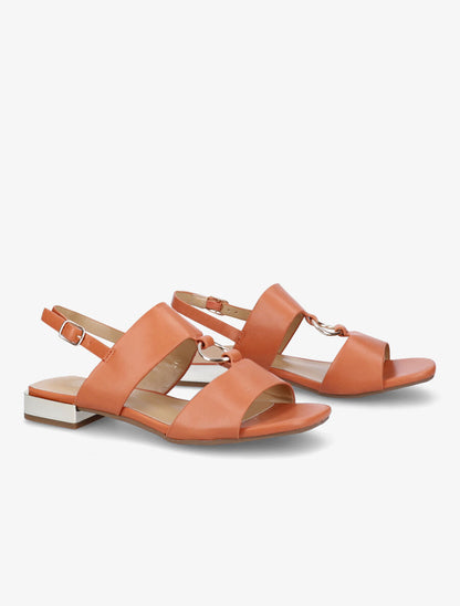 Sandales à brides larges et boucles métalliques - Orange - 4