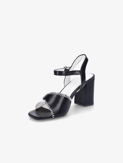 Sandales à talons et brides bicolore - Noir/blanc - 3
