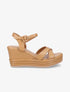 Sandales compensées en simili à plateforme - Camel - 1