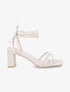Sandales à talons bloc et liens à nouer - Beige - 1