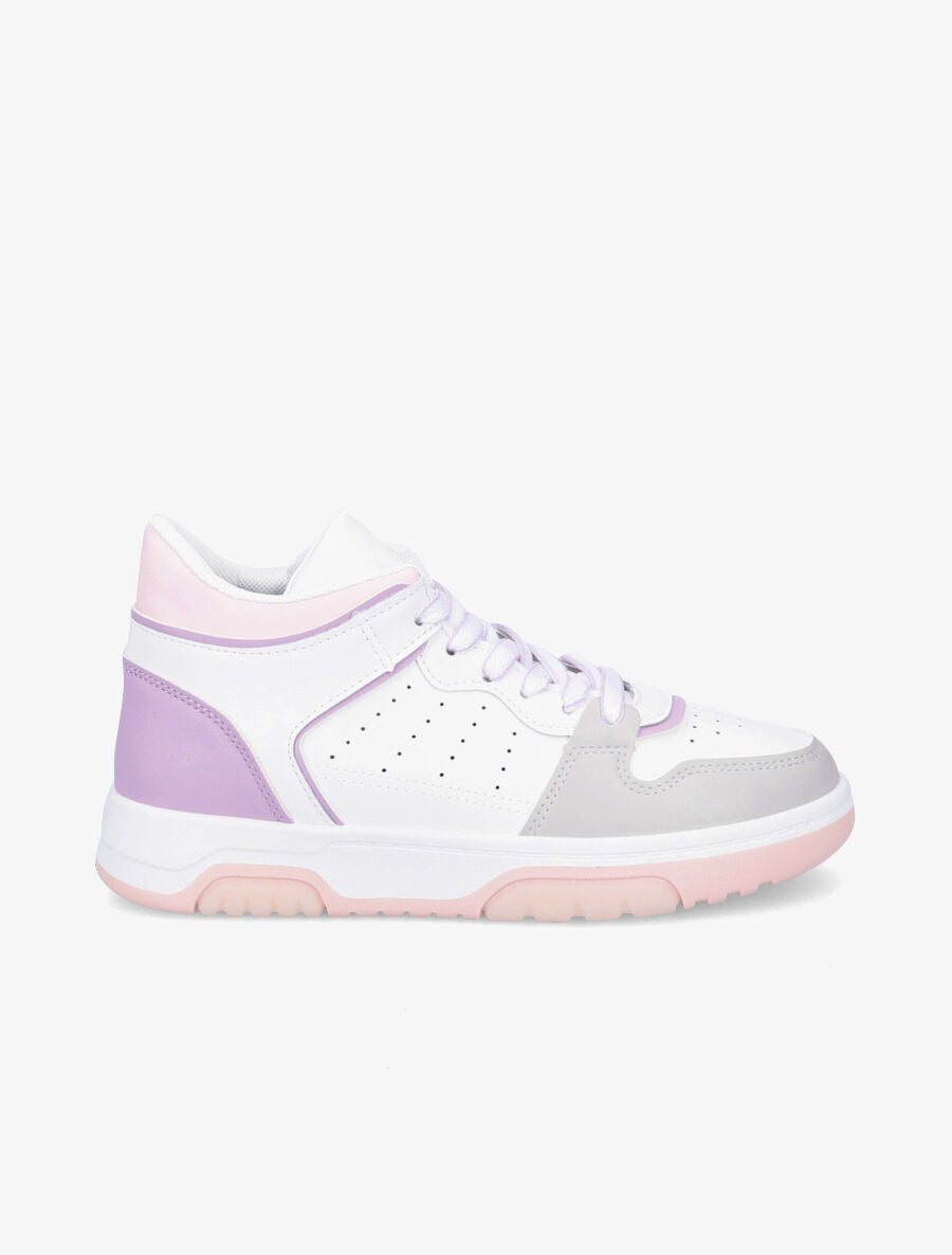 Sneakers montantes en simili - Lilas - 1