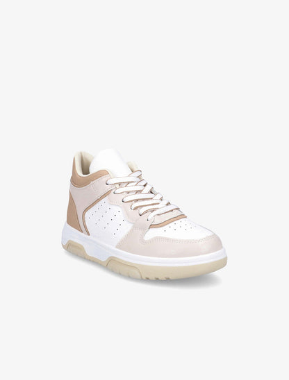 Sneakers montantes en simili - Beige - 2