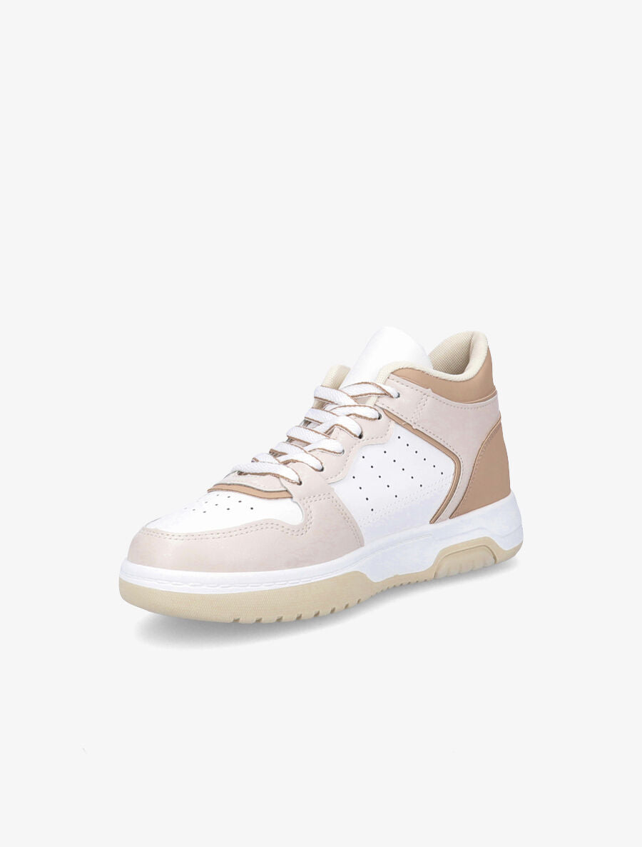 Sneakers montantes en simili - Beige - 3