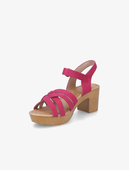 Sandales à talons et brides croisées en suédine - Fushia - 3