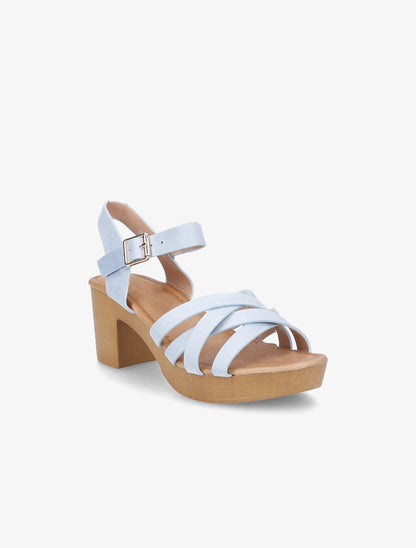 Sandales à talons et brides croisées en suédine - Bleu clair - 2