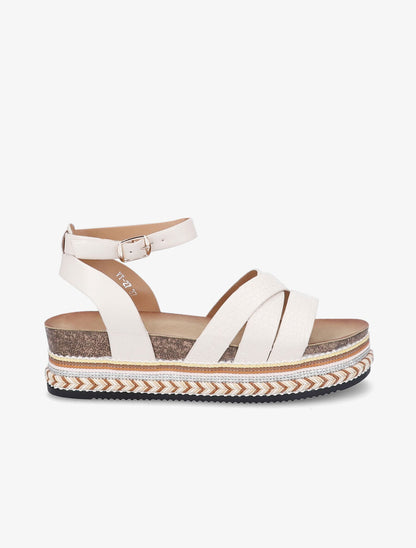 Sandales simili à plateforme stylisée - Beige - 1