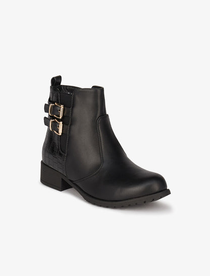 Bottines bi-matière à double sangles - Noir - 3