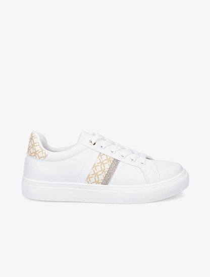 Tennis en simili imprimé et paillettes - Beige - 5