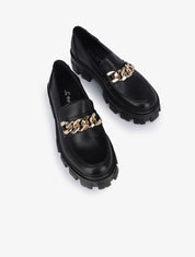 Mocassins à détail chaîne et semelles crantées - Noir - 6