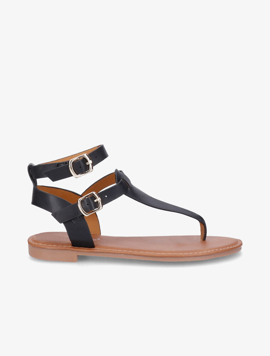 Nu-pieds en simili à double brides - Noir - 6
