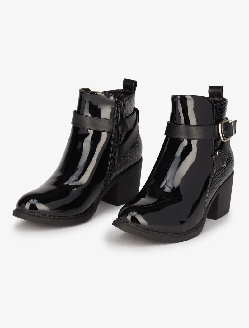 Bottines bi-matière à sangles - Noir - 5