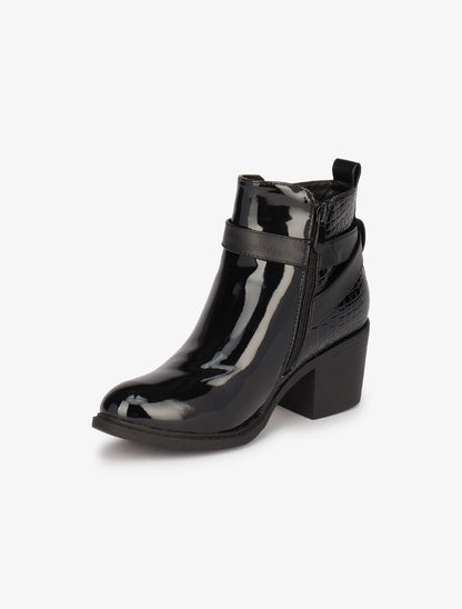 Bottines bi-matière à sangles - Noir - 4