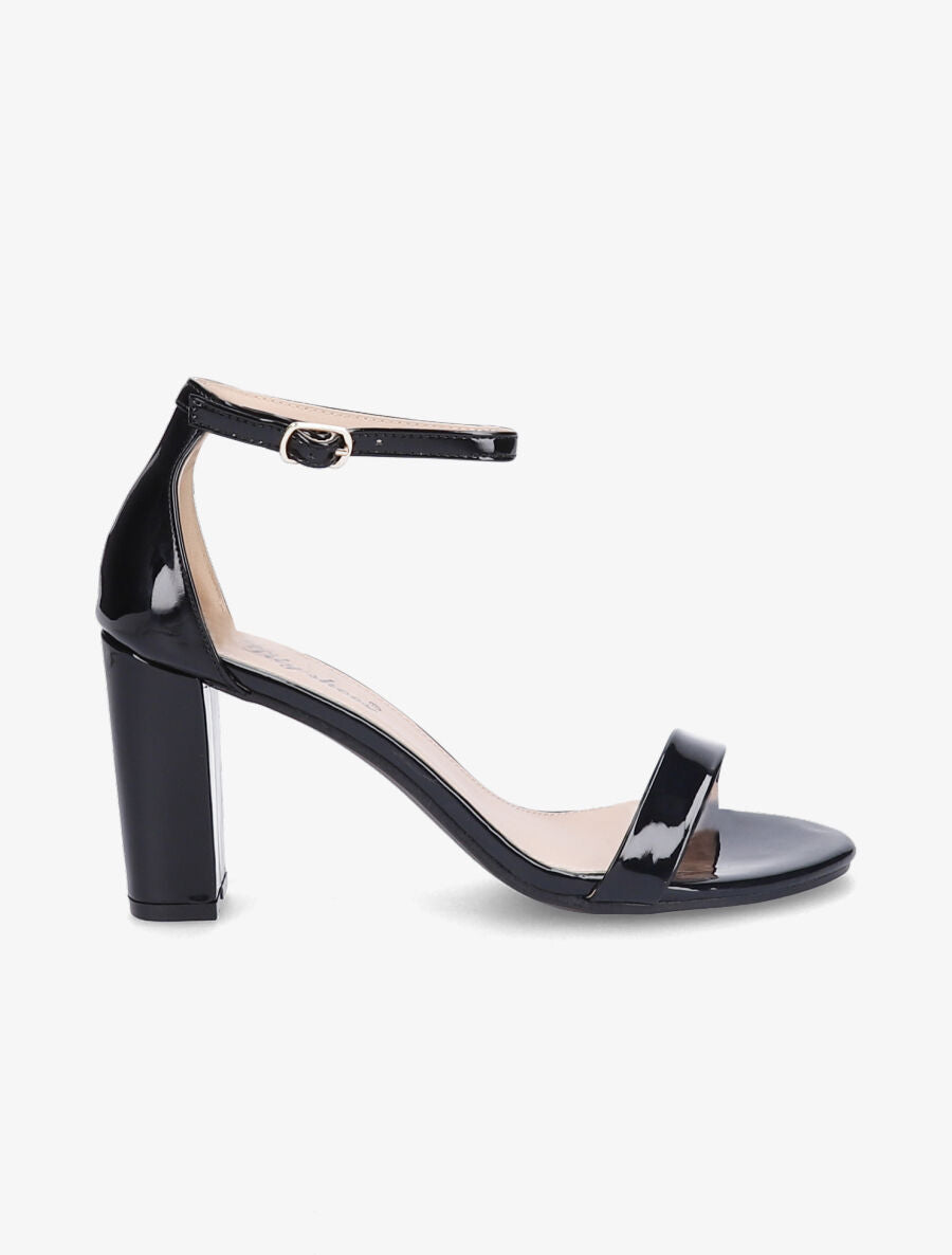 Sandales à bride et talons vernis - Noir - 1