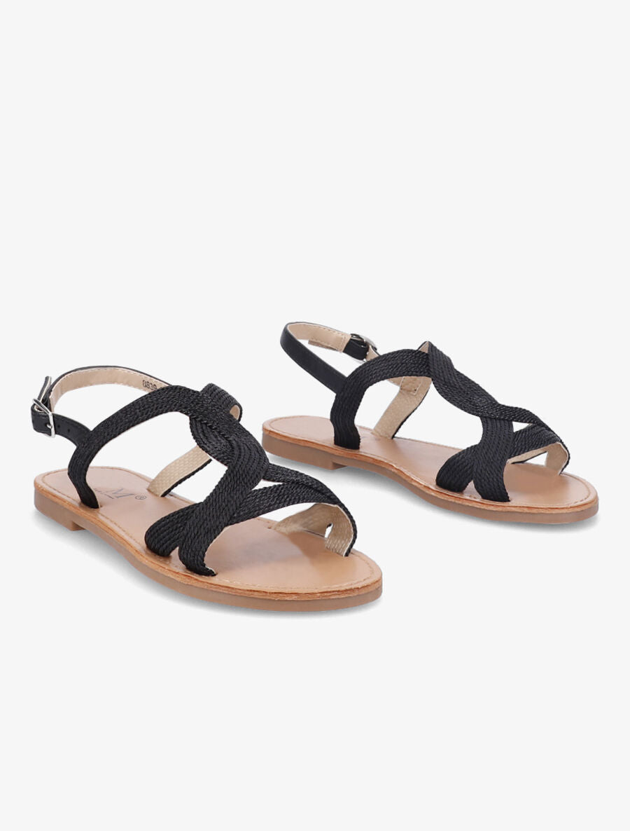 Nu-pieds à ganses torsadées - Noir - 4