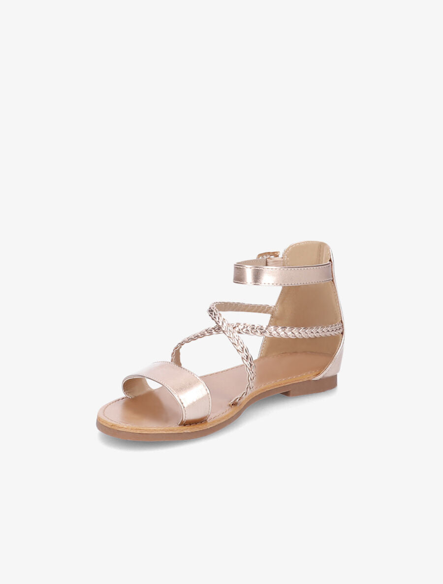 Sandales plates montantes à brides tressées - Rose gold - 4