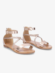 Sandales plates montantes à brides tressées - Rose gold - 1
