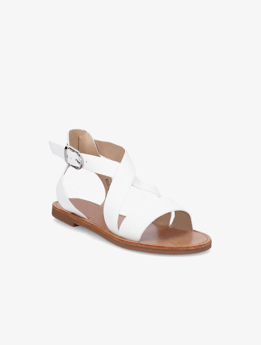 Sandales en simili à brides croisées - Blanc - 1