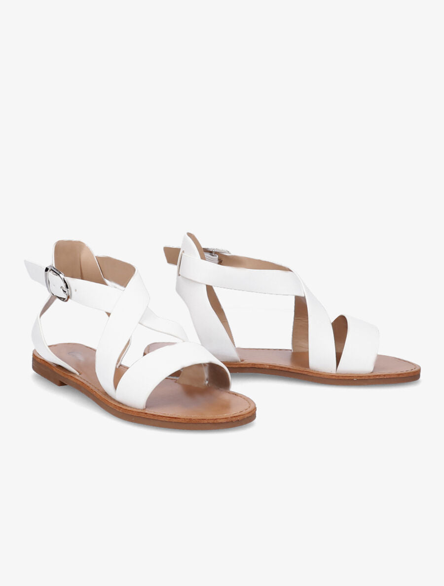 Sandales en simili à brides croisées - Blanc - 4