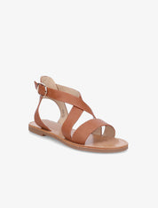 Sandales en simili à brides croisées - Camel - 1