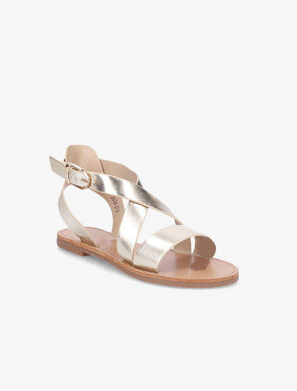 Sandales en simili à brides croisées - Or - 1