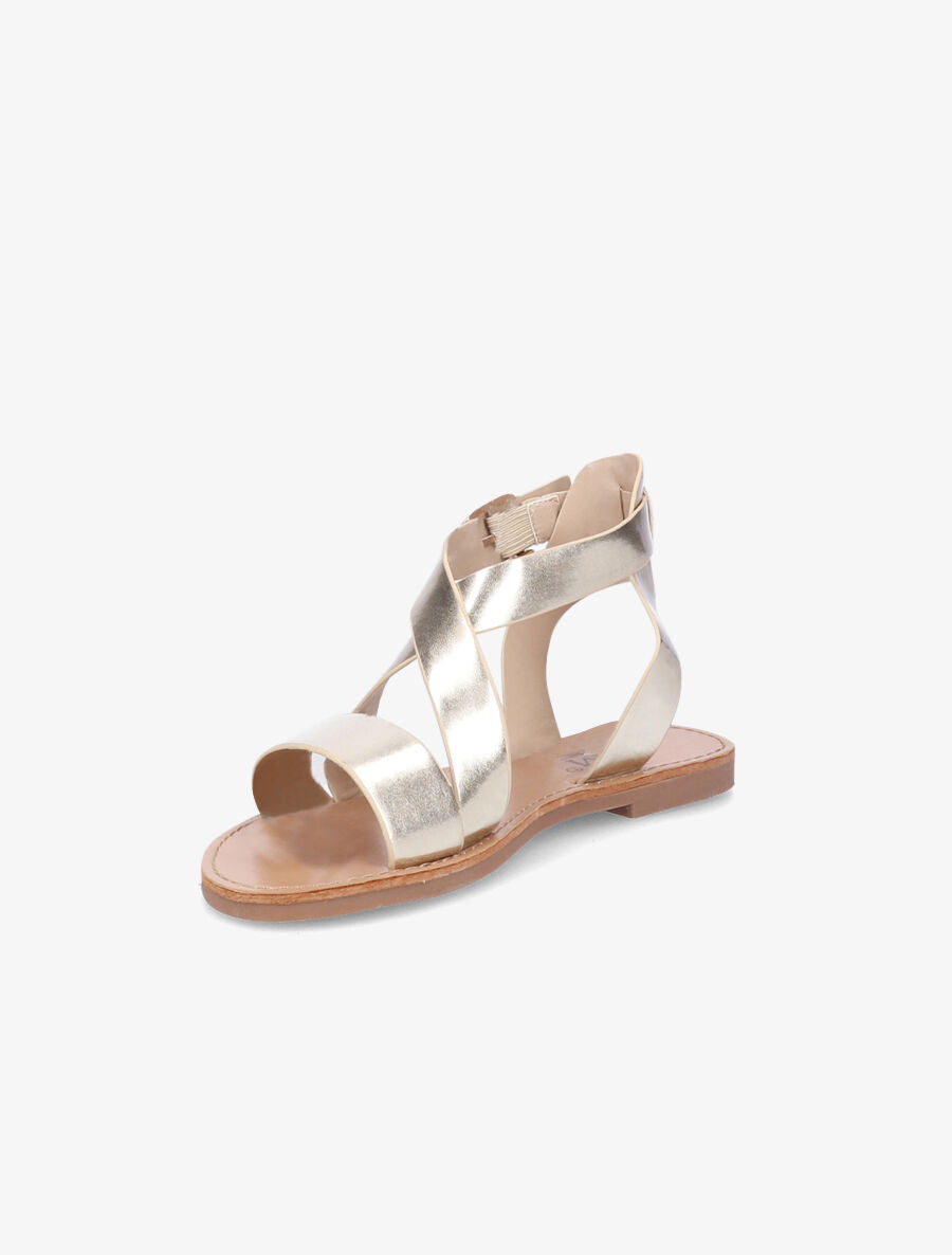 Sandales en simili à brides croisées - Or - 3