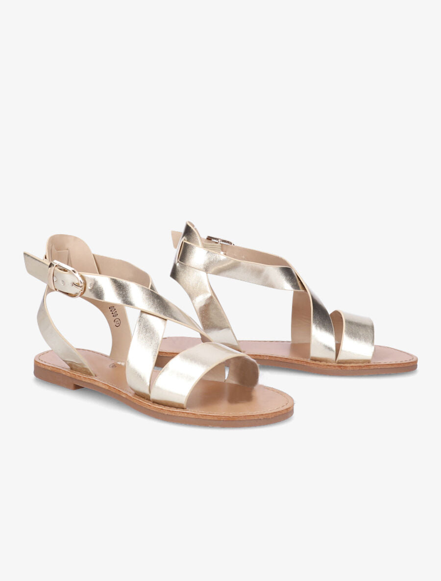 Sandales en simili à brides croisées - Or - 4