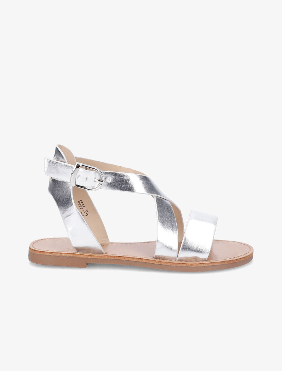 Sandales en simili à brides croisées - Argent - 2