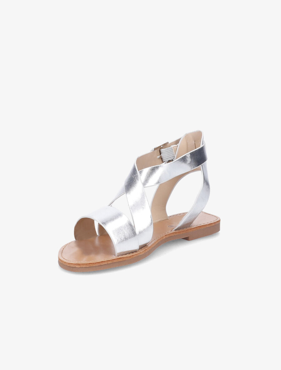 Sandales en simili à brides croisées - Argent - 3