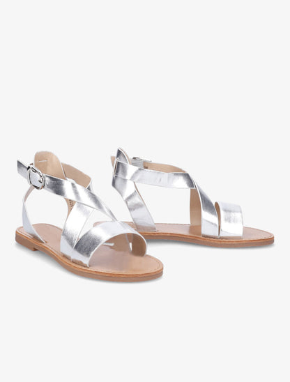 Sandales en simili à brides croisées - Argent - 4