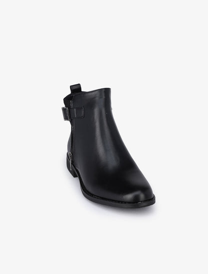 Bottines à détail zip et sangle - Noir - 2