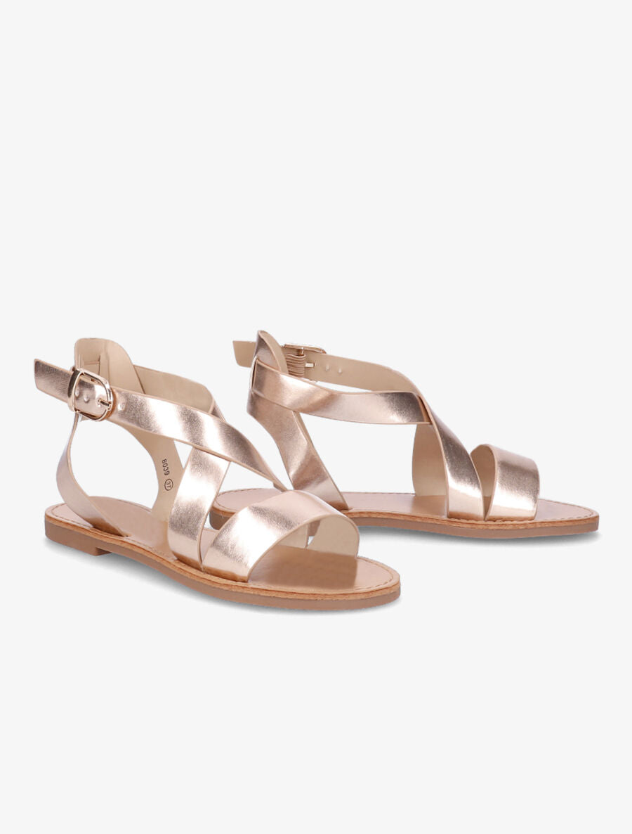 Sandales en simili à brides croisées - Rose gold - 4
