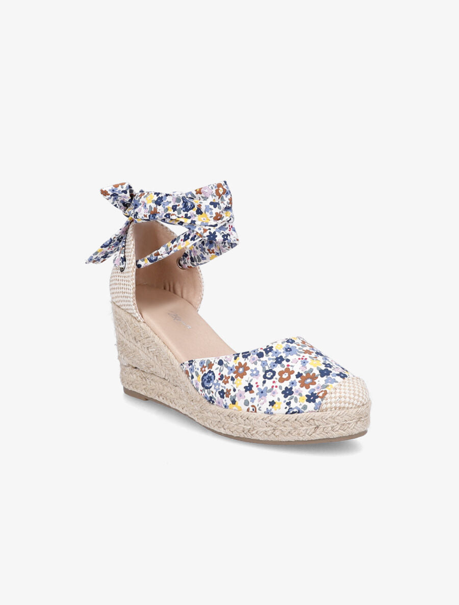Espadrilles compensées imprimé fleuri - Bleu - 2