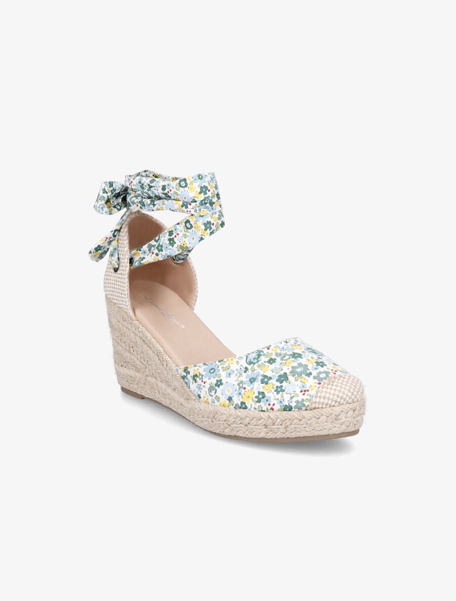 Espadrilles compensées imprimé fleuri - Vert - 2