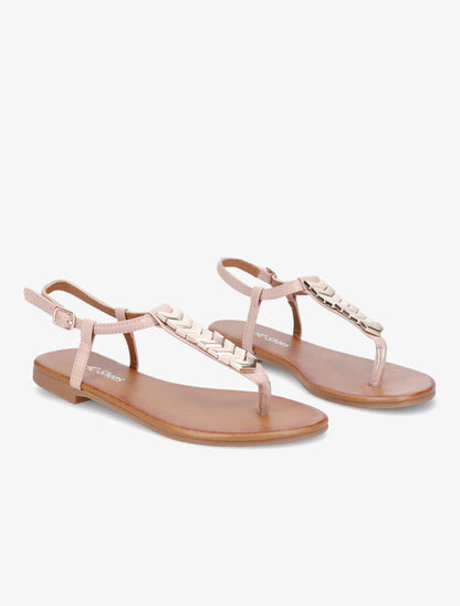 Nu-pieds à bride en T métallique - Rose - 4