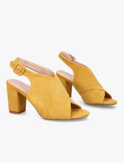Sandales en suédine à ganses croisées - Jaune moutarde - 4