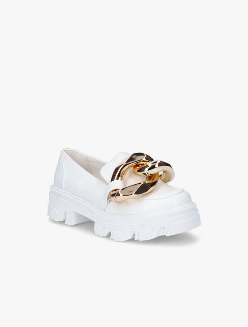 Mocassins à double anneaux dorés - Blanc - 3
