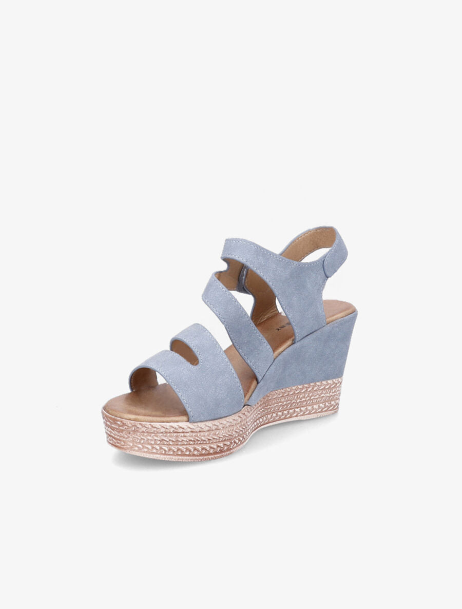 Sandales compensées à brides scratchées - Bleu - 3