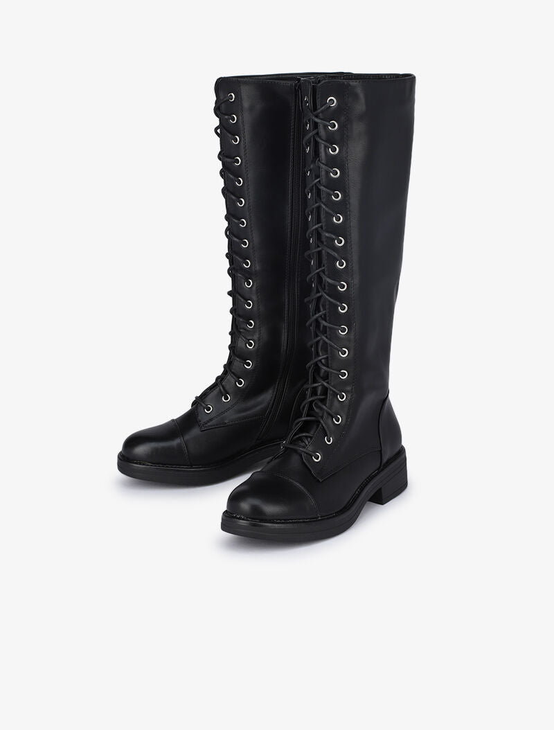 Bottes fourrées à lacets - Noir - 4