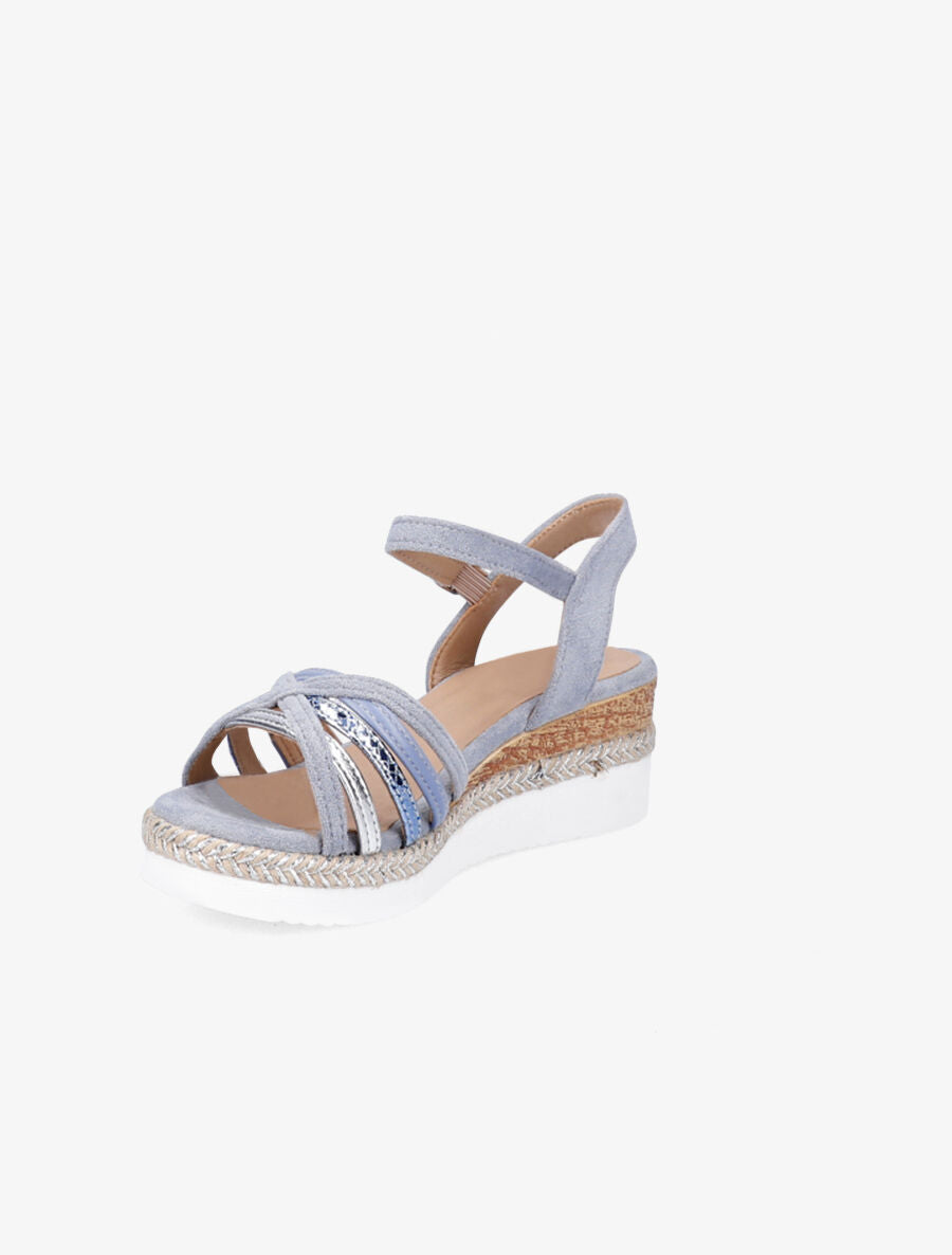 Sandales compensées à brides croisées - Bleu - 3