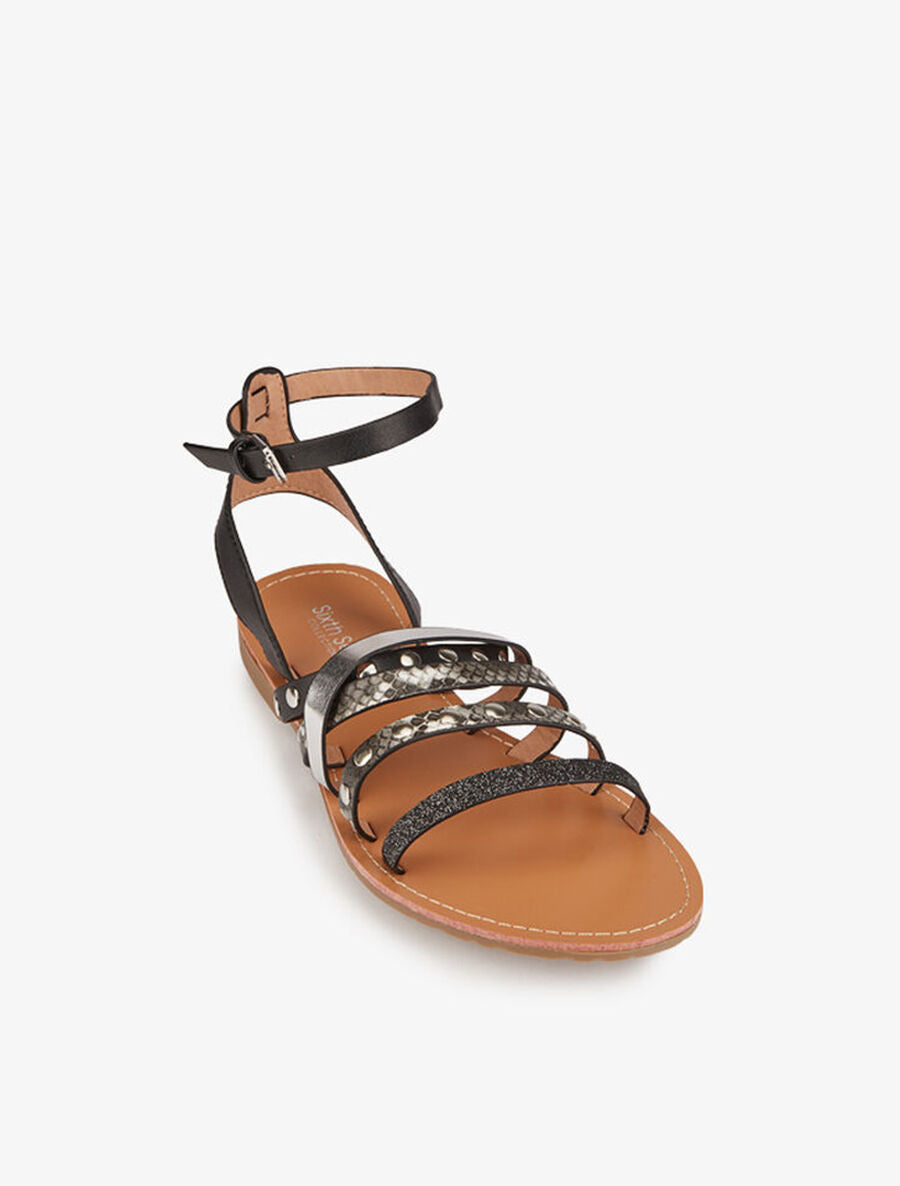 Nu-pieds multi brides stylisées - Noir - 5